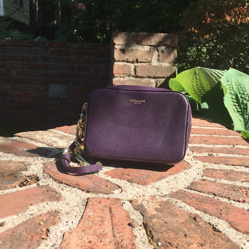 Plum Purple COACH Wristlet with Gold